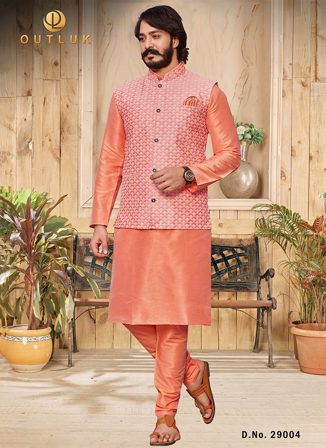 Outluk 29 Lucknowi Work Wholesale Kurta Pajama With Modi Jacket Collection